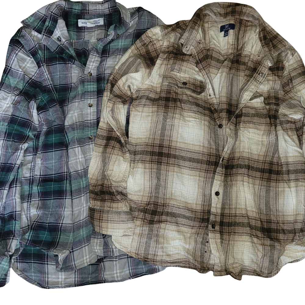 Plaid Men's Shirts - Green and Brown